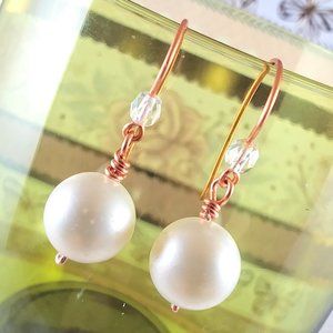 Satin Copper Pearl Earrings